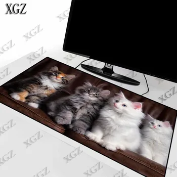 XGZ Sevimli Beyaz Gri Kedi Hayvan Büyük Boy Oyun Mouse Pad pc bilgisayar oyun Mousepad sümen Kilitleme Kenar anime fare altlığı