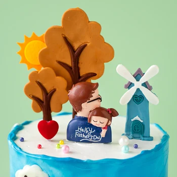 Mutlu Doğum Günü Pastası Topper Reçine Süsler Şemsiye Hugs Baba Kızı Fırıldak Kale Parti Pişirme Dekorasyon Fırın Tedarikçisi