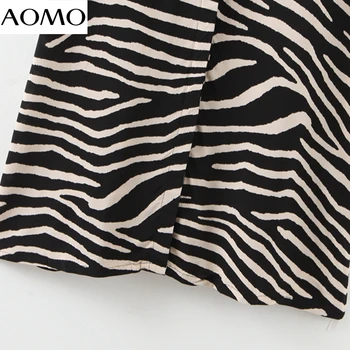AOMO 2020 moda kadın hayvan baskı yaz elbisesi gevşek kısa kollu bayan midi elbise HY225A
