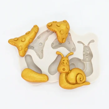 Sevimli Mantar Salyangoz silikon kalıp Pişirme Dantel Dekorasyon Aracı Reçine Mutfak DIY Kek Çikolata Tatlı Fondan Kalıpları