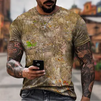 2023 Açık Kamuflaj 3d baskılı tişört Rahat Camo Rahat Kısa Kollu Moda Gevşek Üstleri Spor Tee Gömlek Erkekler