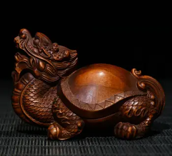 Archaize seiko El oyması şimşir ejderha kaplumbağa masaüstü dekorasyon küçük el sanatları heykeli