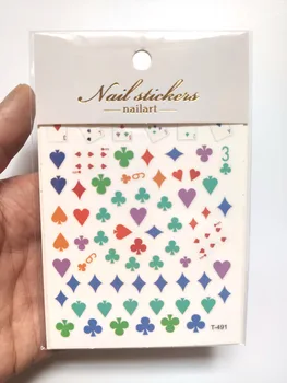 1 Sayfalık 3D Poker Oyunu Yapışkanlı Tırnak Etiket Iskambil Kartları Tasarım Süslemeleri Manikür Mektup Kalp Kaydırıcılar Tırnak Sanat Çıkartmaları