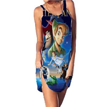 Güzellik ve Beast Peter Pan Disney 3D dijital baskı tam vücut baskı elbise Plaj Elbise Parti Gevşek Romantik Backless elbise