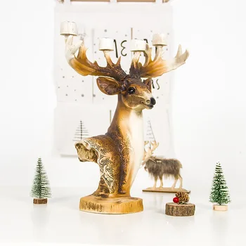 Noel süslemeleri Simülasyon Noel Elk ilk reçine el sanatları süsler Yaratıcı boynuz şamdanlar