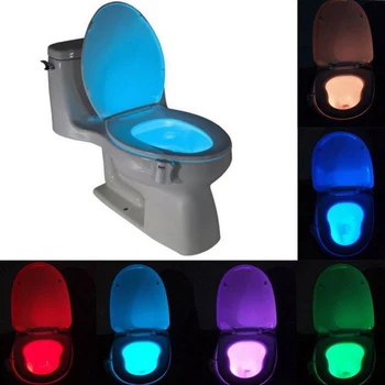 1 adet Klozet Gece Lambası Akıllı PIR Hareket Sensörü 8 Renk Su Geçirmez Arka Klozet LED Luminaria Lamba WC Tuvalet