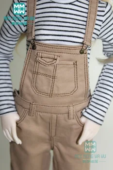 BJD aksesuarları 43cm 1/4 BJD MSD oyuncak bebek giysileri moda Çizgili tişört ve kot Önlük pantolon