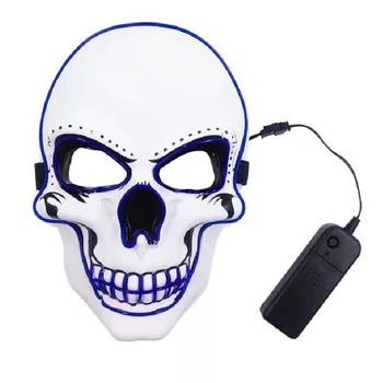 Cadılar bayramı PVC beyaz kafatası maskesi LED maskeli parti parlayan maske LED soğuk ışık Cosplay kostüm malzemeleri terörist atmosfer