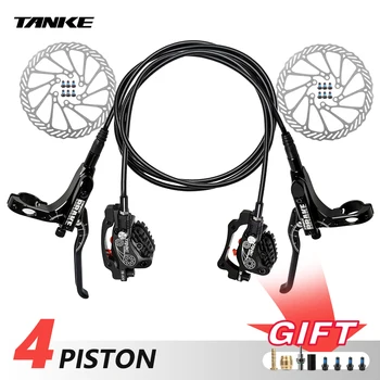 TANKE MTB 4 Pistonlu Hidrolik disk fren Bisiklet Reçine Ped Yağ Basınç Kaliper İki Yönlü Fren 160mm Rotor Tb - 600 Hidrolik Fren