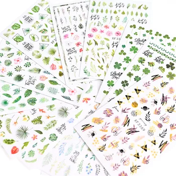 12 Sheets / Set Tırnak Çıkartmalar Akçaağaç Yaprağı / Ayçiçeği / dekoratif kelebekler Çiçek Yapışkanlı Çıkartmalar Tırnak Sanat Kaymak Tasarım Sticker KR09