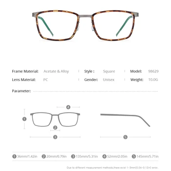 FONEX Asetat Alaşım Gözlük Çerçeveleri Erkekler için Kare Miyopi Optik Reçete Gözlük Çerçeveleri 2020 Vidasız Gözlük 98629