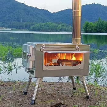 Katlanır çok amaçlı ısıtma çadır soba açık paslanmaz çelik odun sobası piknik kamp taşınabilir odun sobası