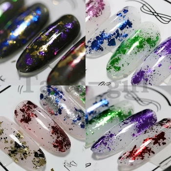 1 pot Alüminyum Düzensiz Holografik Glitter tırnak kaplaması Çıkartması Sequins Platin Tırnak Renkli Gevreği Manikür Aksesuarları Aracı