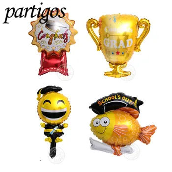 5 adet Mezuniyet Karikatür balon Mezuniyet madalyası Goldfish Unicorn Ayı Şanslı Kuş Hayvan topu Ödül Mezuniyet parti malzemeleri