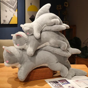 Komik Köpekbalığı Kedi peluş oyuncak Dolması Yumuşak Köpekbalığı Kediler Hayvan Bebek Atmak Yastık Minder Çocuk Oyuncakları Doğum Günü Noel Hediyesi çocuklar için