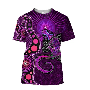 Aborijin Avustralya Kanguru koşu Kertenkele Sanat gömlek erkekler ve kadınlar için 3D Baskılı t shirt Yaz Casual Tees T-shirt