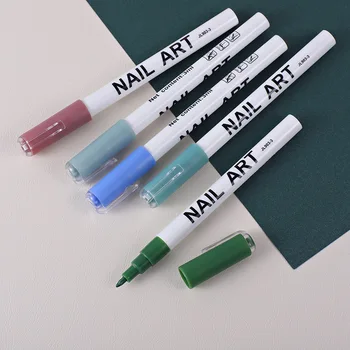 Akrilik Boya Kalemleri, Ekstra İnce Nokta tırnak 3d Boyama kalem beraberlik bir noktalı kalem iptal kalem DIY tırnak fırçası 12 renk oje