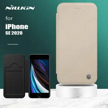 Nillkin iPhone SE için 2020 8 7 Durumda Ming Flip Deri Kılıf Cüzdan Kart Yuvası Ultra İnce Telefon Kılıfı için iPhone SE 2020 8 7 Durumda