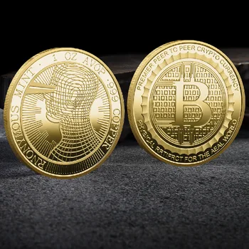 YENİ 40mm * 3mm Kafa Bitcoin Sanal Para Dijital Para hatıra parası Metal El Sanatları altın madalyonlar gümüş paralar Koleksiyon
