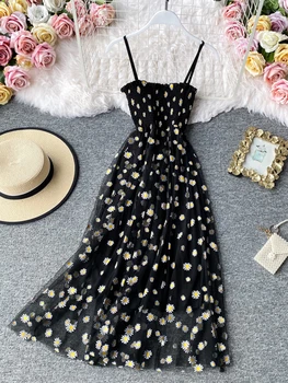 ZOKİ Plaj Kadın Elbise Moda Çiçek Baskı Örgü uzun elbise Seksi Kapalı Omuz Spagetti Kayışı Yaz Bayanlar Sundress Yeni