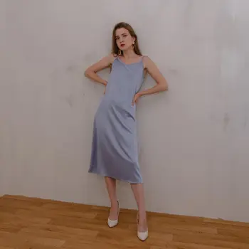 Saten Yaz Kadın Elbise 2022 Seksi V Yaka Elbise Uzun Maxi Parti Elbiseler Moda