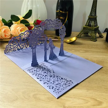 20x 3D Davet Cep Üç Katlı Düğün Davetiyesi Kartları Lazer Kesim Şeftali Pembe Lacivert İnci Tebrik davetiyeleri Kartı Favor Kapak