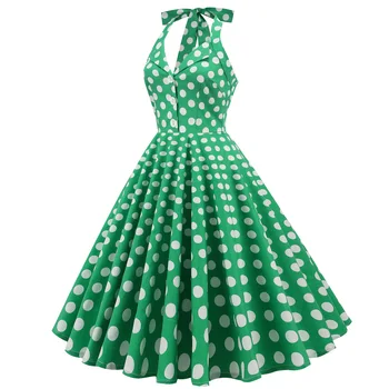 SISHION Hepburn yaz elbisesi Kadın Polka Dot Vintage Salıncak Elbise Rockabilly Ev Hanımı Retro 50 s Pinup Elbiseler Vestidos VD2838