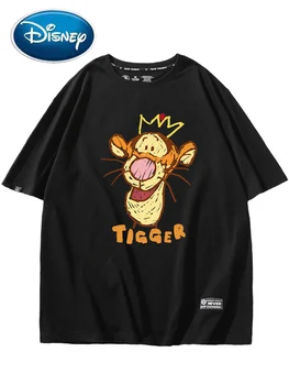 Disney T-Shirt Moda Winnie the Pooh Tigger Mektup Karikatür Sevimli Kadın Unisex Çiftler Kısa Kollu Tee Tops 15 Şeker Renkler