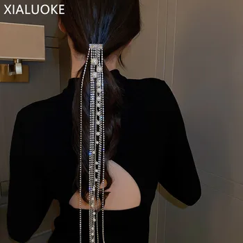 XİALUOKE Uzun Püsküller Rhinestone İnci Tarak saç bandı Kadınlar İçin saç aksesuarları Takı Hediyeler