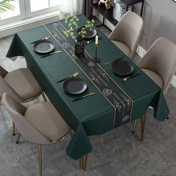 Yeni İskandinav basit Pu masa örtüsü yağ geçirmez su geçirmez yıkama ücretsiz masa örtüsü ev deri haşlanma geçirmez dikdörtgen masa örtüsü