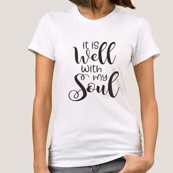 Kadınlar ile iyi benim Ruh İsa Hıristiyan T shirt Rahat Komik t Shirt Bayan Kız Üst Tee DIY özel desenler mevcut