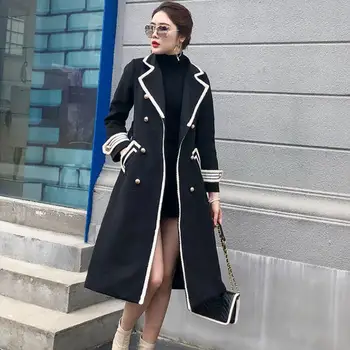 Kış Yün Ceket kadın kıyafetleri Yeni 2022 Sonbahar Yün Ceket Kadın Giyim Uzun İnce Kalın Sıcak Palto Kadın Ceketler Siyah