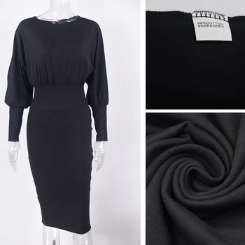 Moda O-Boyun Uzun Kollu Kalem Elbise Kadınlar 2020 Sonbahar Kış Siyah Pembe Bodycon Zarif Ofis Kadın Elbiseler Robe Femme