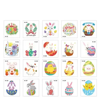 20 adet Paskalya Karikatür Dövme Etiket Kawaii Sevimli Yaratıcı Çocuk Oyuncakları Geçici Kol Bacak Tavşan Yumurta Festivali Yüz Dövme Çıkartmalar