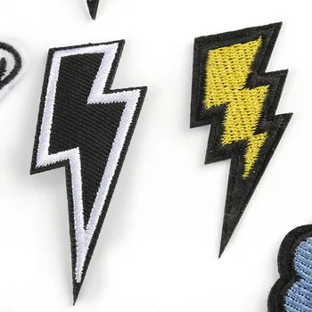 Karikatür Yıldırım Nakış Yamaları Seti Elektrik Logo Termo Çıkartmalar DIY Aplikler Dikiş Elbise Dekoratif Demir Ons