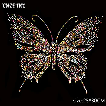 Renkli kelebek tasarım düzeltme yapay elmas ısı transferi demir dikiş taklidi motifi süsleme konfeksiyon ayakkabı kazak