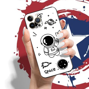 Karikatür Sevimli Astronot iPhone 14 13 12 11 Pro Max Mini SE 7 8 Artı X XR XS Max telefon kılıfı Yumuşak Kabuk Darbeye Dayanıklı Durumlarda