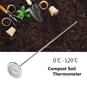 50cm Yüksek kaliteli Paslanmaz Çelik Kompost Toprak Termometresi Bahçe Arka Bahçe 0℃-120℃