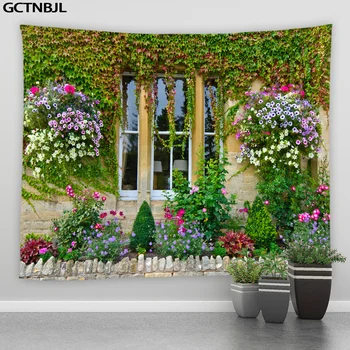 Peyzaj Goblen Sokak Bitkiler Çiçekler Manzara Oturma Odası Yatak Odası Halılar Hippi Bahçe Arka Plan Duvar Masa Örtüleri Dekor