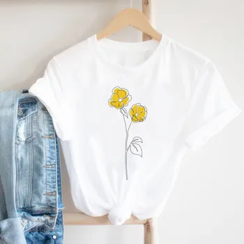 Sen Benim Güneş Ayçiçeği Kadın Üstleri Yaz Beyaz Kısa Kollu T-Shirt Kadınlar için Moda Streetwear Giyim