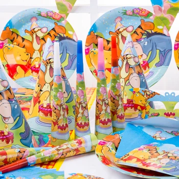 Disney Winnie The Pooh Tema Çocuklar İçin Doğum Günü dekorasyon kağıdı Bardak Tabak Masa Örtüsü Balon Bebek Duş Doğum Günü Partisi Malzemeleri
