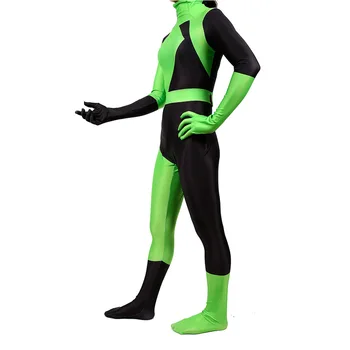 Süper Kötü adam Kim Kostüm Lycra Spandex Zentai Uygun Shego Cosplay Kostümleri ve peruk çocuklar Kostüm Kadın Halloween Mümkün Shego