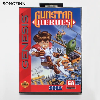 16 bit MD Hafıza Kartı için Kutu İle Sega Mega Sürücü Genesis Megadrive-gunstar heroes