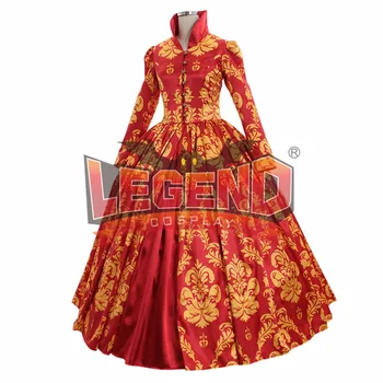 Kırmızı Renassiance Ortaçağ Düğün Parti Elbise Kadın Havai Fişeklere Dans Kostüm custom made