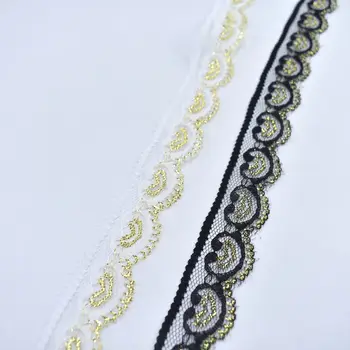 10 metre altın dantel şerit 22mm beyaz dantel süslemeler dikiş DIY afrika dantel kumaş Nakış giyim düğün Aksesuarları